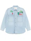 Mira Mikati Vegetable-embroidered Denim Jacket In Blue