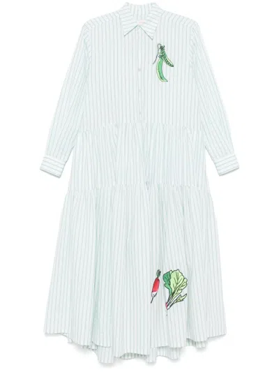 Mira Mikati Vegetable-embroidered Midi Dress In White