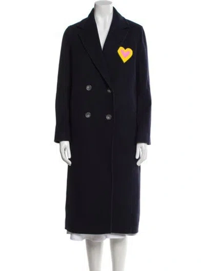 Pre-owned Mira Mikati Virgin Wool Peacoat In Blue