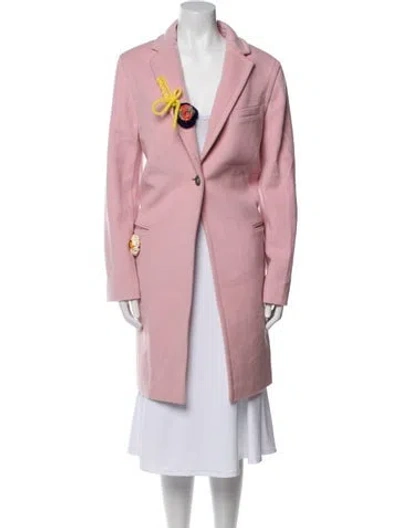 Pre-owned Mira Mikati Virgin Wool Trench Coat In Pink