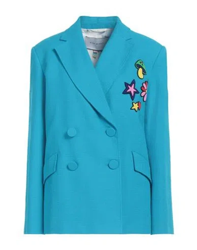 Mira Mikati Woman Blazer Azure Size 6 Cotton, Polyester In Blue