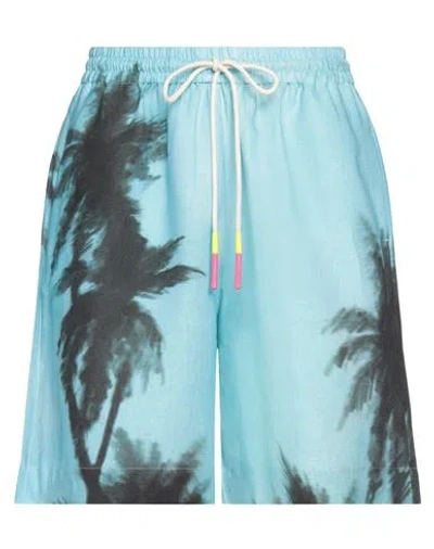 Mira Mikati Woman Shorts & Bermuda Shorts Turquoise Size 4 Linen In Blue