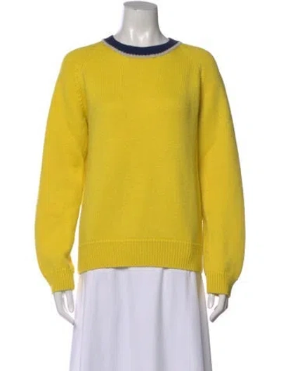 Pre-owned Mira Mikati Wool Colorblock Pattern Sweater In Yellow