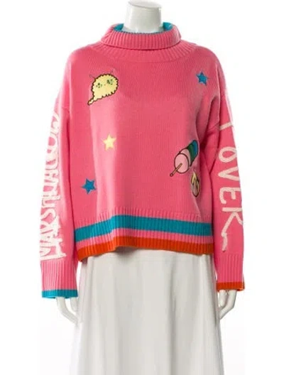 Pre-owned Mira Mikati Wool Floral Print Sweater In Pink