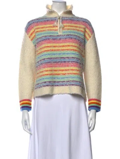 Pre-owned Mira Mikati Wool Striped Sweater In Neutrals