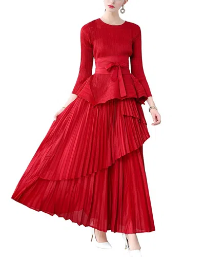 Mira Richi 2pc Blouse & Skirt Set In Red