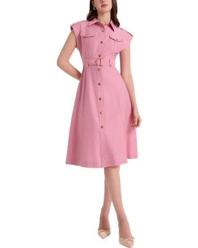 Mira Richi Button Down Midi Dress In Pink