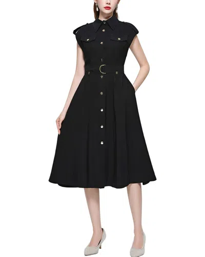 Mira Richi Button Down Midi Dress In Black