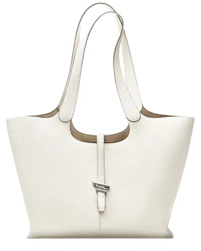 Mira Richi Leather Tote Bag In White