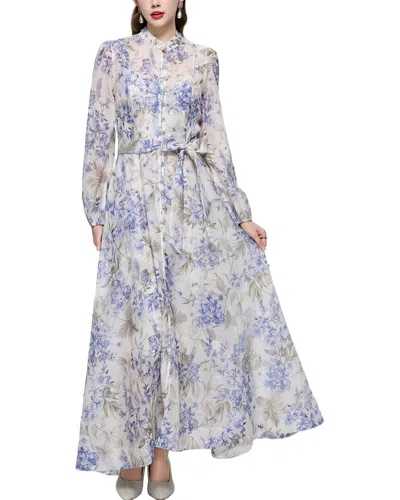Mira Richi Maxi Dress In White & Blue
