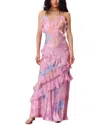 Mira Richi Silk-blend Maxi Dress In Pink