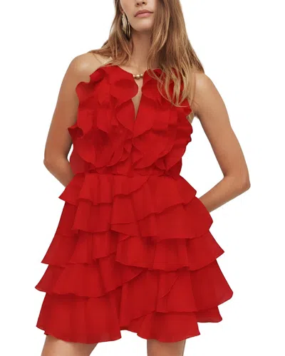 Mira Richi Solid Mini Dress In Red