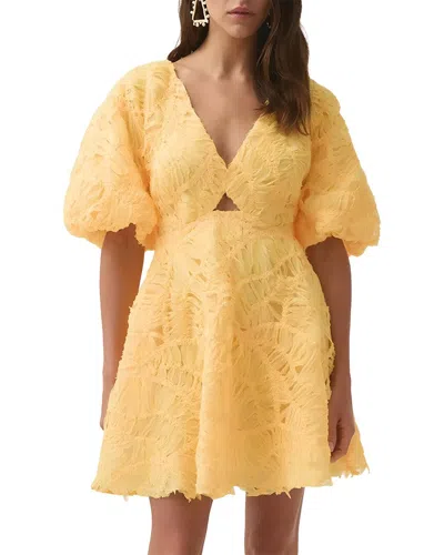 Mira Richi Solid Mini Dress In Yellow