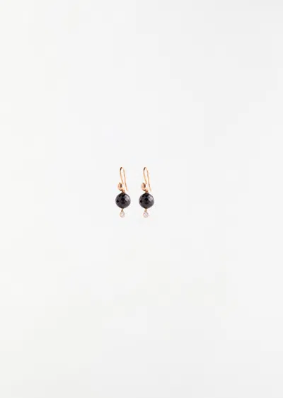 Mira Stella Onyx Sphere Diamond Earrings In Gold