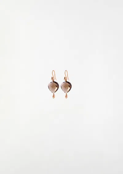 Mira Stella Smoky Quartz Sea Kale Seed Earrings In Gold
