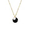 Mirabelle Jewellery Women's Black / Gold Duo Ying Yang Black Onyx  & Moonstone  Pendant On Long Satellite Chain In Gold