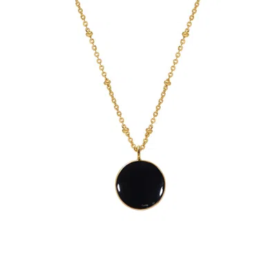 Mirabelle Jewellery Women's Black Onyx Coin Pendant On Long Satellite Chain