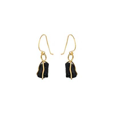 Mirabelle Jewellery Women's Black Tourmaline Raw In Cage Earrings