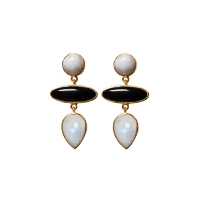 Mirabelle Jewellery Women's Black / White Diva Black Onyx & Moonstone Earrings