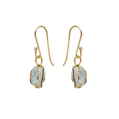 Mirabelle Jewellery Women's Blue Aquamarine Raw In Cage  Earrings