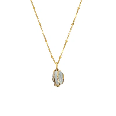 Mirabelle Jewellery Women's Blue Aquamarine Raw In Cage Pendant On Short Satellite Chain
