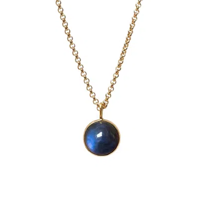 Mirabelle Jewellery Women's Blue Chunky Labradorite Cabochon Pendant On Long Baby Belcher Chain