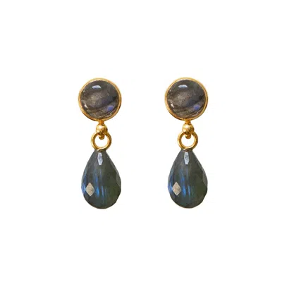 Mirabelle Jewellery Women's Blue / Grey Anabel Stud Labradorite Drop Earrings In Gray