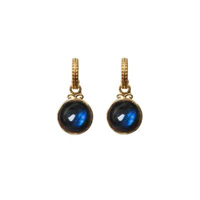 Mirabelle Jewellery Women's Blue / Grey Creole Labradorite Cabochon Earrings In Gold