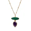 Mirabelle Jewellery Women's Blue / Pink / Purple Diva Pendant Amethyst &  Green Onyx On Biba Chain