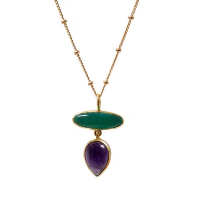 Mirabelle Jewellery Women's Blue / Pink / Purple Diva Pendant Amethyst &  Green Onyx On Biba Chain In Multi