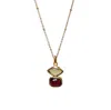 Mirabelle Jewellery Women's Brown / Yellow / Orange Beryl Lemon Quartz And Garnet Pendant On Short Satellite Chain In Multi