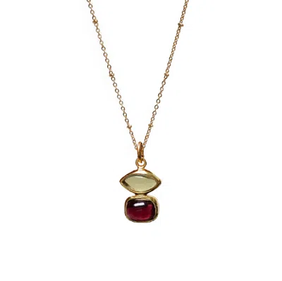 Mirabelle Jewellery Women's Brown / Yellow / Orange Beryl Lemon Quartz And Garnet Pendant On Short Satellite Chain In Multi