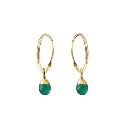 Mirabelle Jewellery Women's Cora Creole Green Onyx Briolette Earrings