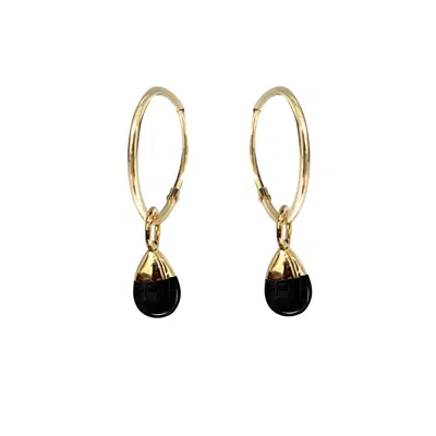 Mirabelle Jewellery Women's Cora Creole With Smooth Black Onyx Drop