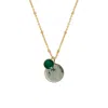 Mirabelle Jewellery Women's Duo Green Dreams Pendant On Long Satellite Chain In Burgundy