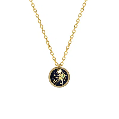 Mirabelle Jewellery Women's Gold / Blue Shooting Star Medal Enamel In Multi