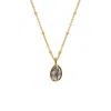 Mirabelle Jewellery Women's Gold Herkimer Diamond Raw In Cage Pendant On Short Satellite Chain In Gold