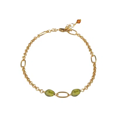 Mirabelle Jewellery Women's Gold Ovala Bracelet With Peridot