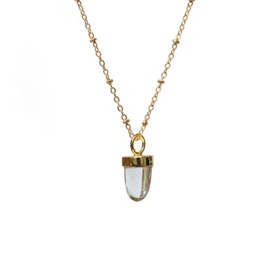 Mirabelle Jewellery Women's Gold Pendulum Rock Crystal Pendant On Long Satellite Chain