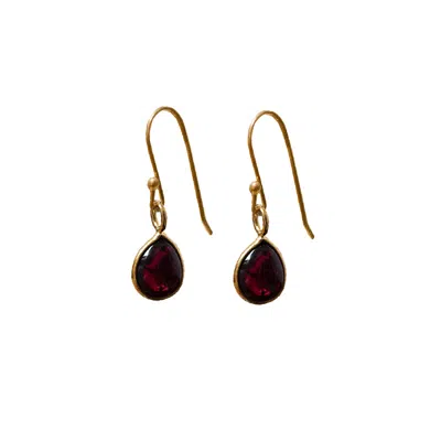 Mirabelle Jewellery Women's Gold / Red Julia Smooth Garnet Drop Earrings In Multi
