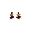 Mirabelle Jewellery Women's Gold / Red Trinity Garnet, Citrine & Amethyst On Vermeil Studs
