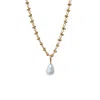 Mirabelle Jewellery Women's Gold / White Freshwater Pearl Pendant On Long Bula Chain