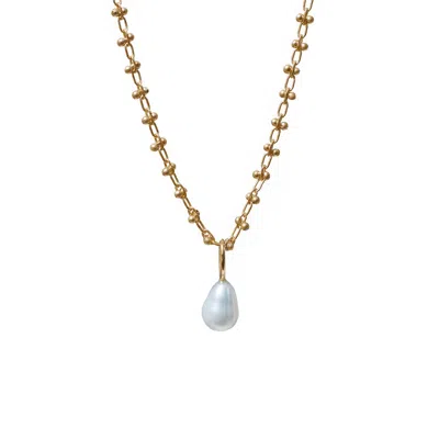 Mirabelle Jewellery Women's Gold / White Freshwater Pearl Pendant On Long Bula Chain In Multi