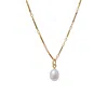 Mirabelle Jewellery Women's Gold / White Freshwater Pearl Pendant On Short Tula Chain