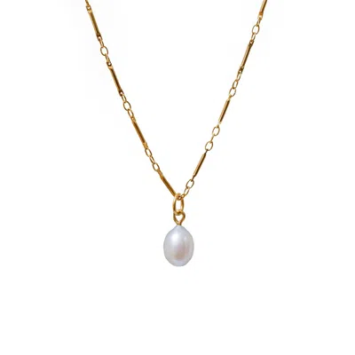 Mirabelle Jewellery Women's Gold / White Freshwater Pearl Pendant On Short Tula Chain