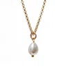 Mirabelle Jewellery Women's Gold / White Gita Large Mother Of Pearl Necklace On Baby Belcher Chain In White