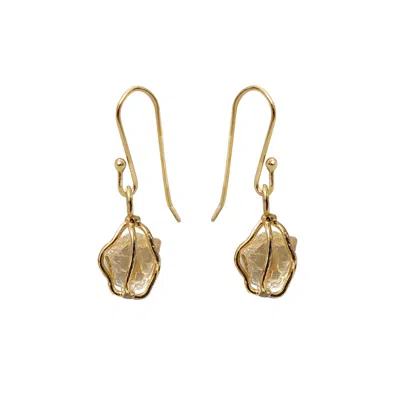Mirabelle Jewellery Women's Gold / Yellow Citrine Raw In Cage Earrings