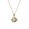 Mirabelle Jewellery Women's Green Angel Fish Charm With Aqua Chalcedony Cabochon On Short Satellite Chain