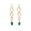 Mirabelle Jewellery Women's Green Anita Long Earrings Malachite In Gold