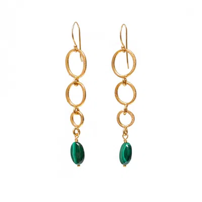 Mirabelle Jewellery Women's Green Anita Long Earrings Malachite